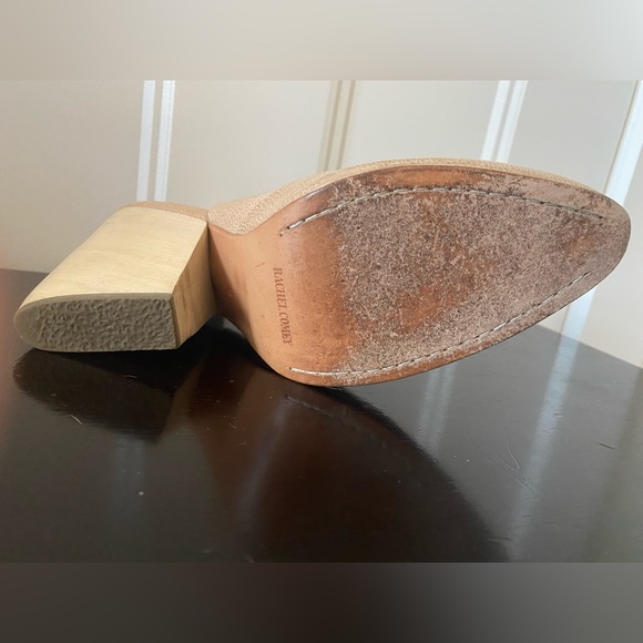 RACHEL COMEY size 8 tan leather sling backs with wooden heels. - Picture 6 of 7